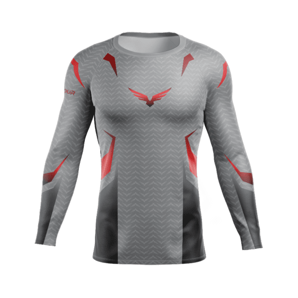 Rashguard ML Classic Cinza/Vermelha (5374668341411)