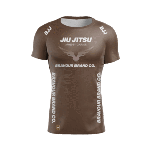 Rashguard Manga Curta - Jiu Jitsu - Marrom/Branca