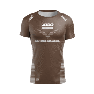 Rashguard Manga Curta - Judô Lines Marrom/Branca