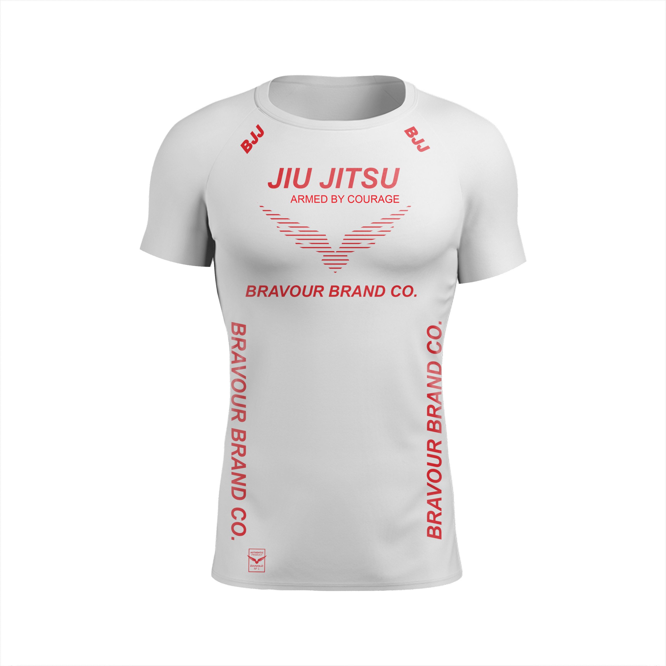 Rashguard Manga Curta Brazilian Jiu-Jitsu - Vermelha/Branca