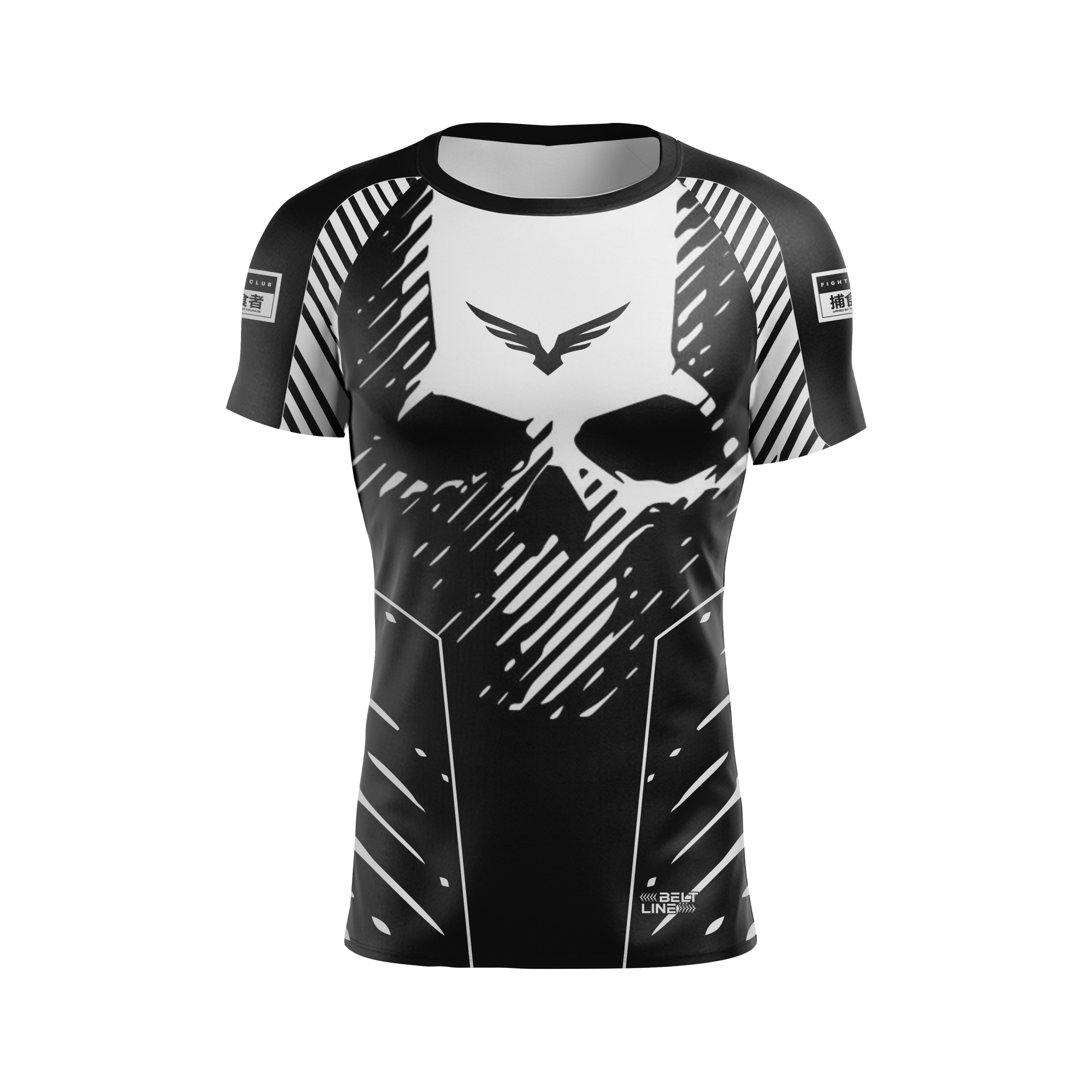Rashguard Belt Line SKULL 2.0 Branco/Preto - Manga Curta