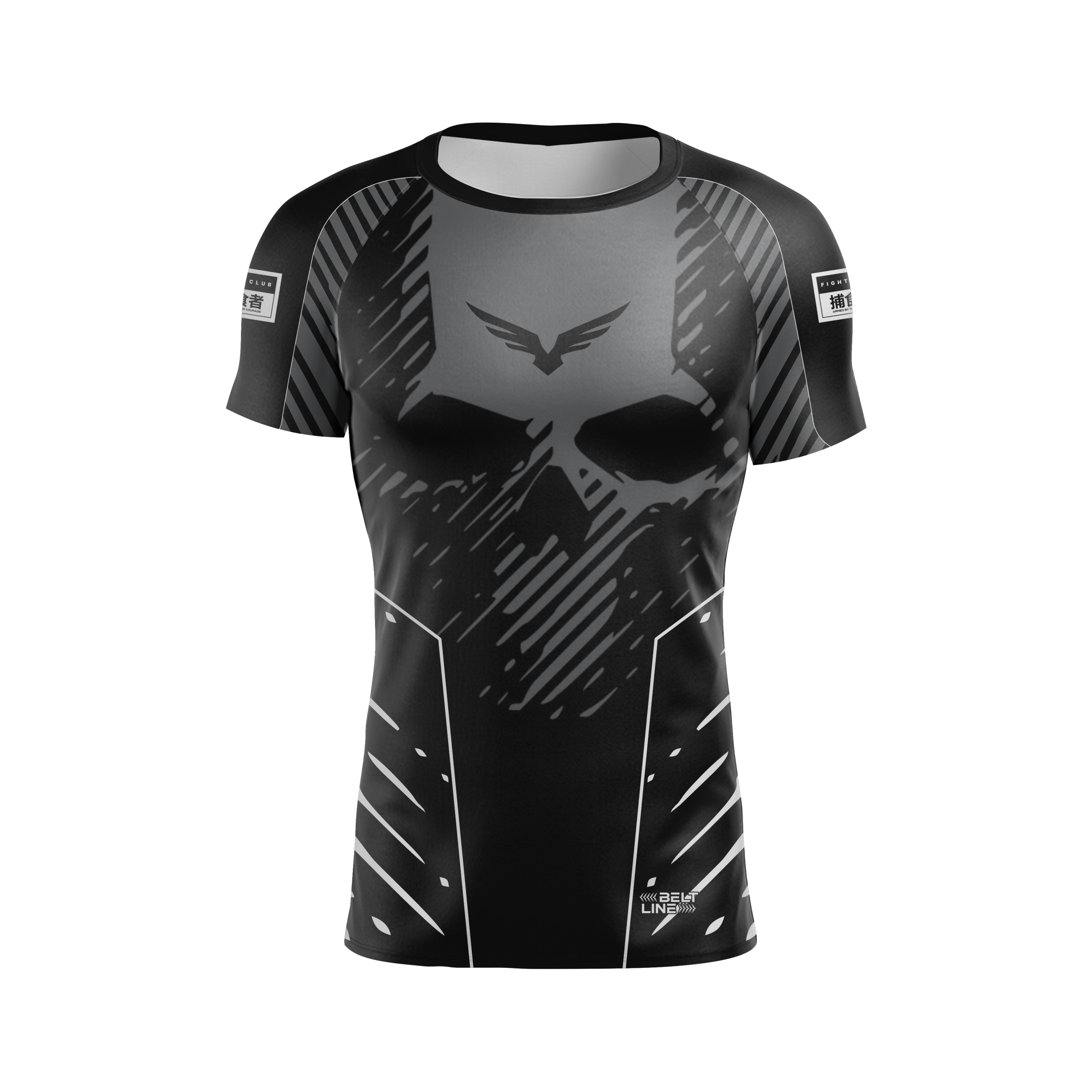 Rashguard Belt Line SKULL 2.0 Preto/Cinza - Manga Curta