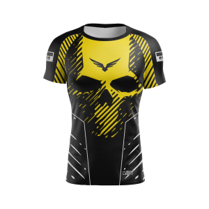 Rashguard Belt Line SKULL 2.0 Amarelo/Preto - Manga Curta