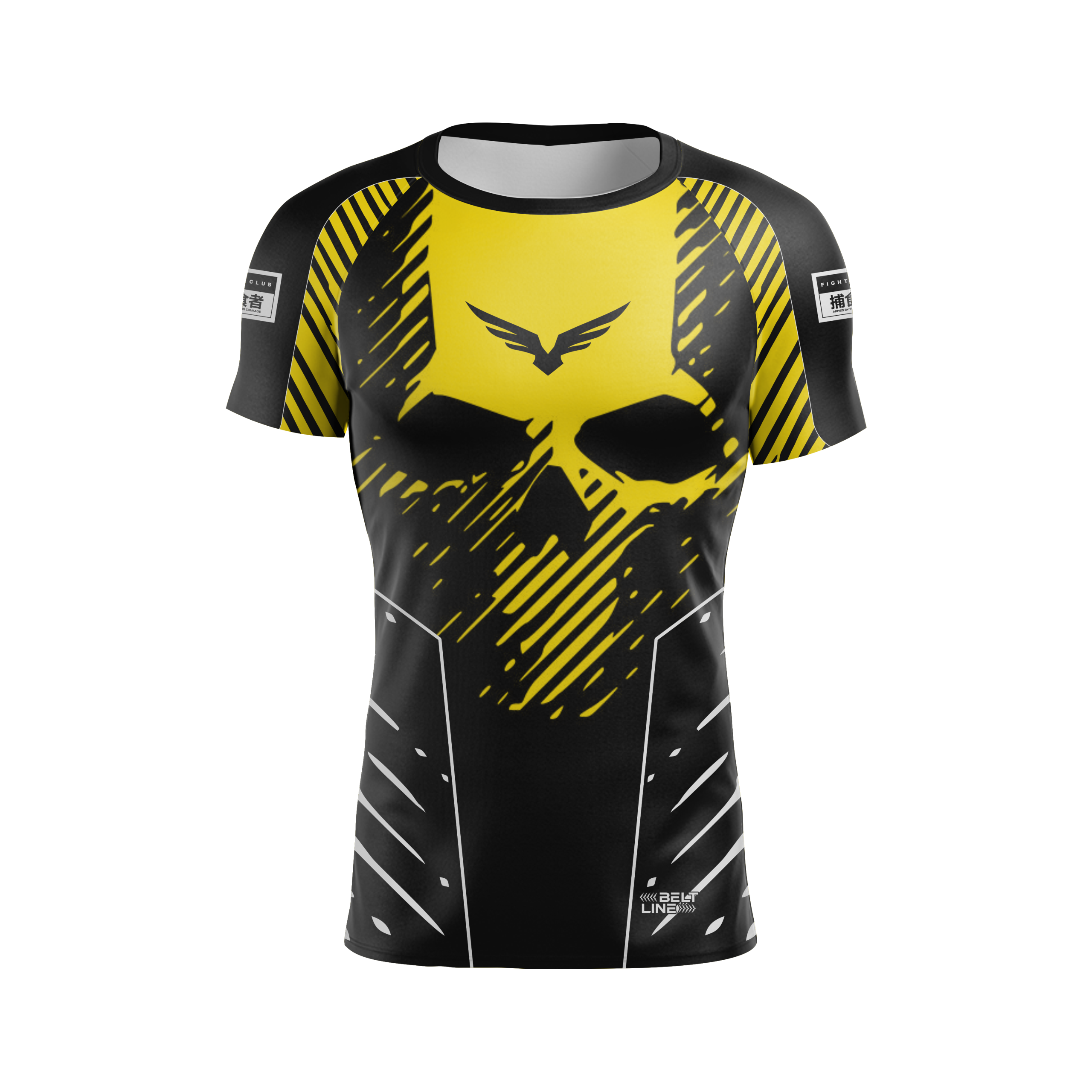 Rashguard Belt Line SKULL 2.0 Amarelo/Preto - Manga Curta