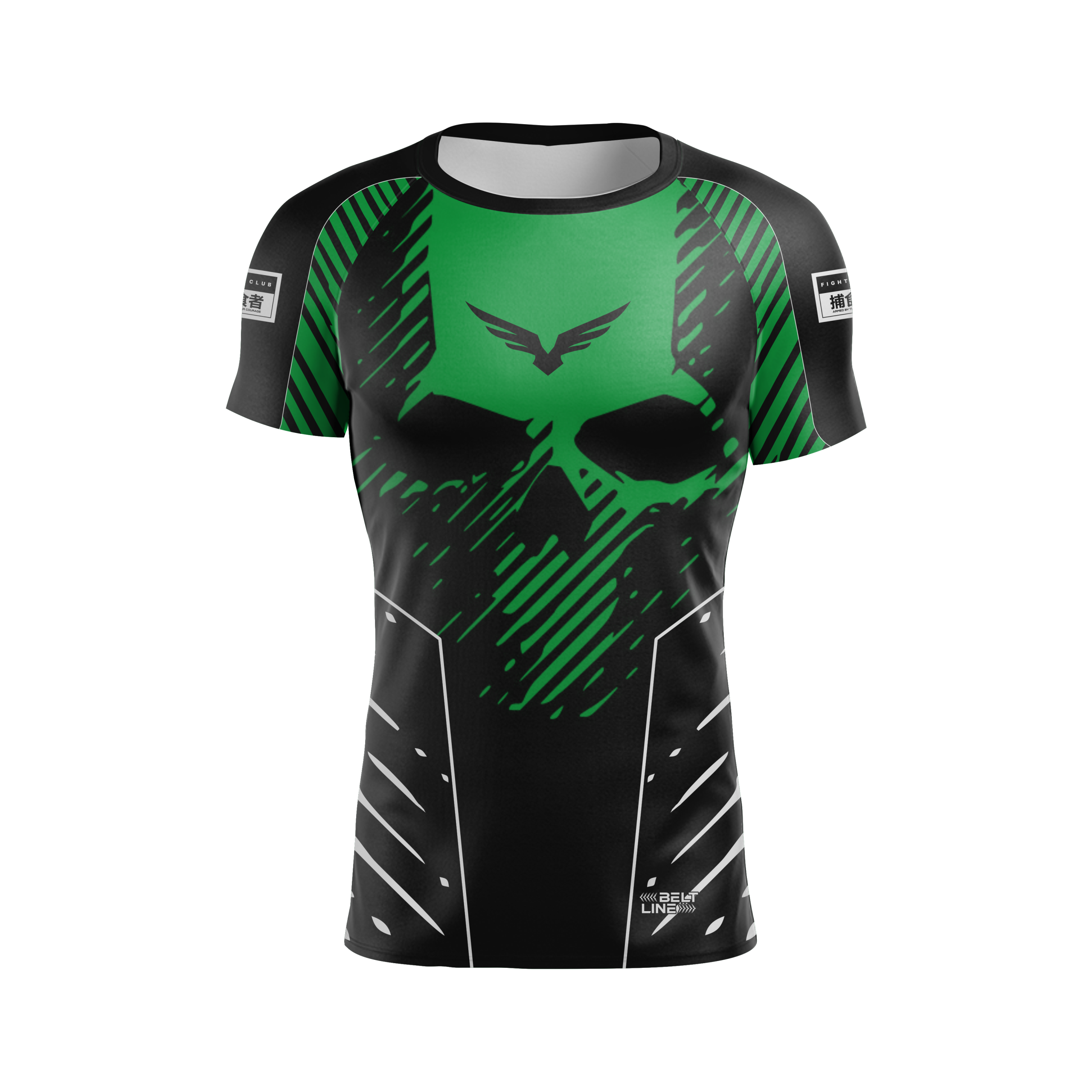 Rashguard Belt Line SKULL 2.0 Verde/Preto - Manga Curta