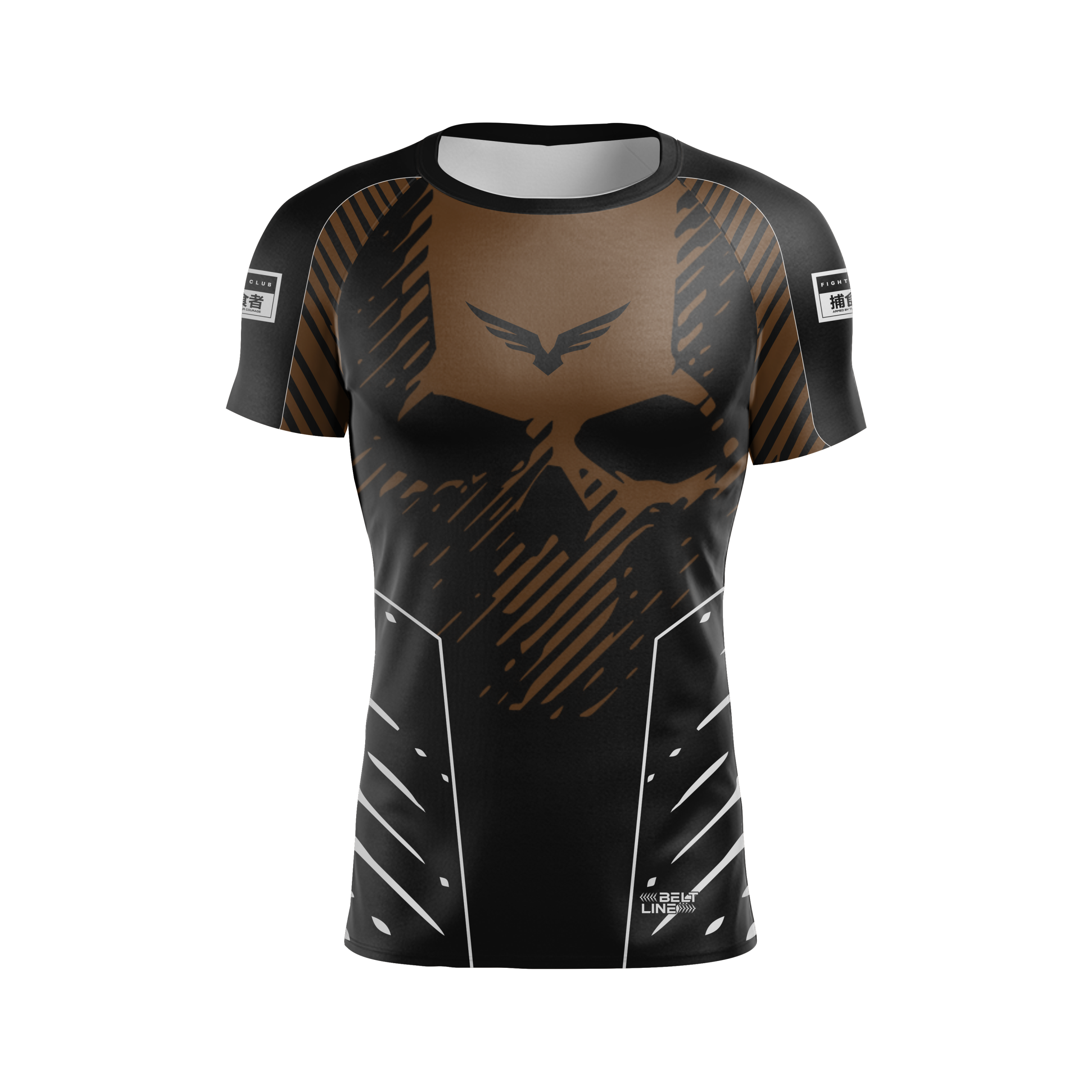 Rashguard Belt Line SKULL 2.0 Marrom/Preto - Manga Curta