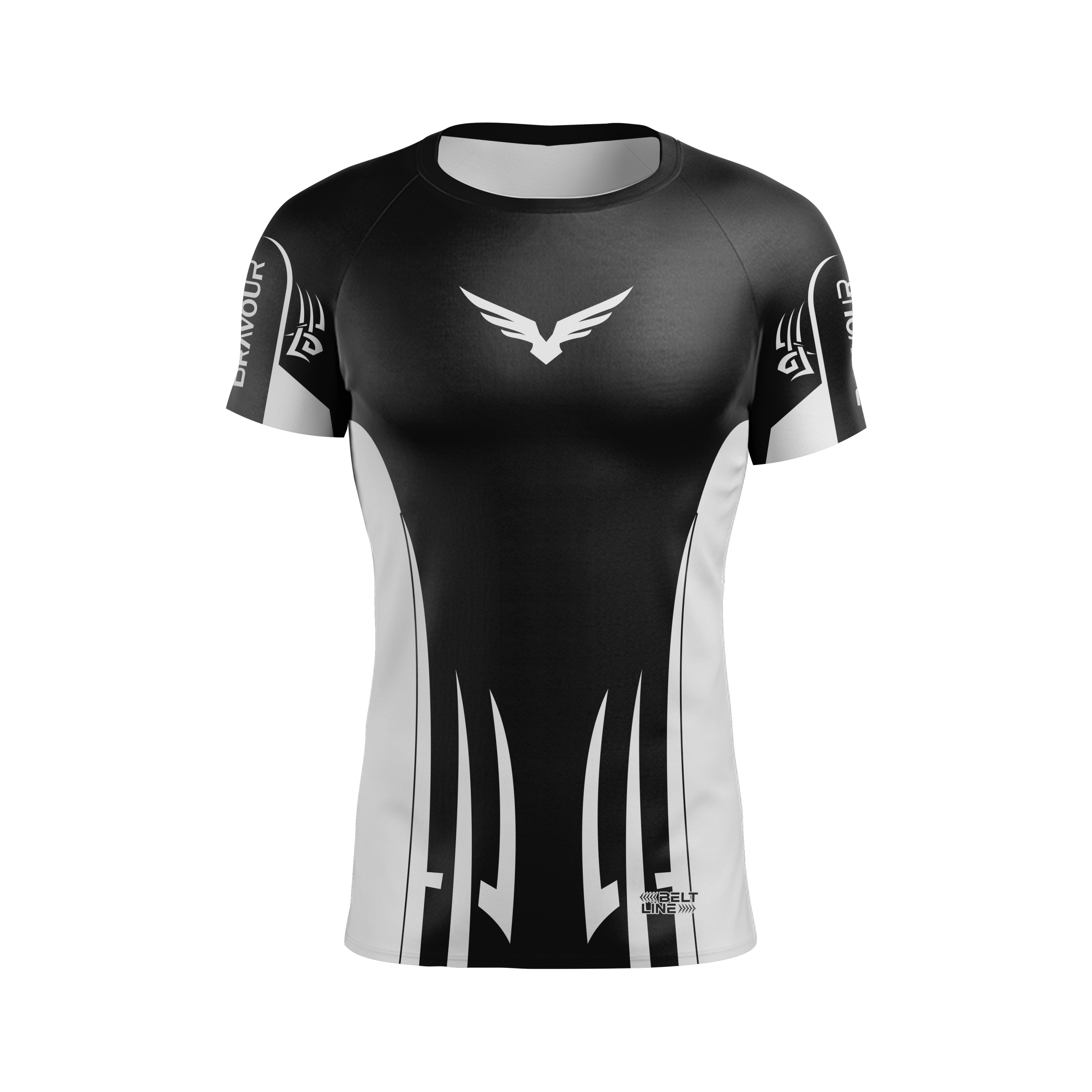 Rashguard Belt Line Tribal Preto/Branco - Manga Curta