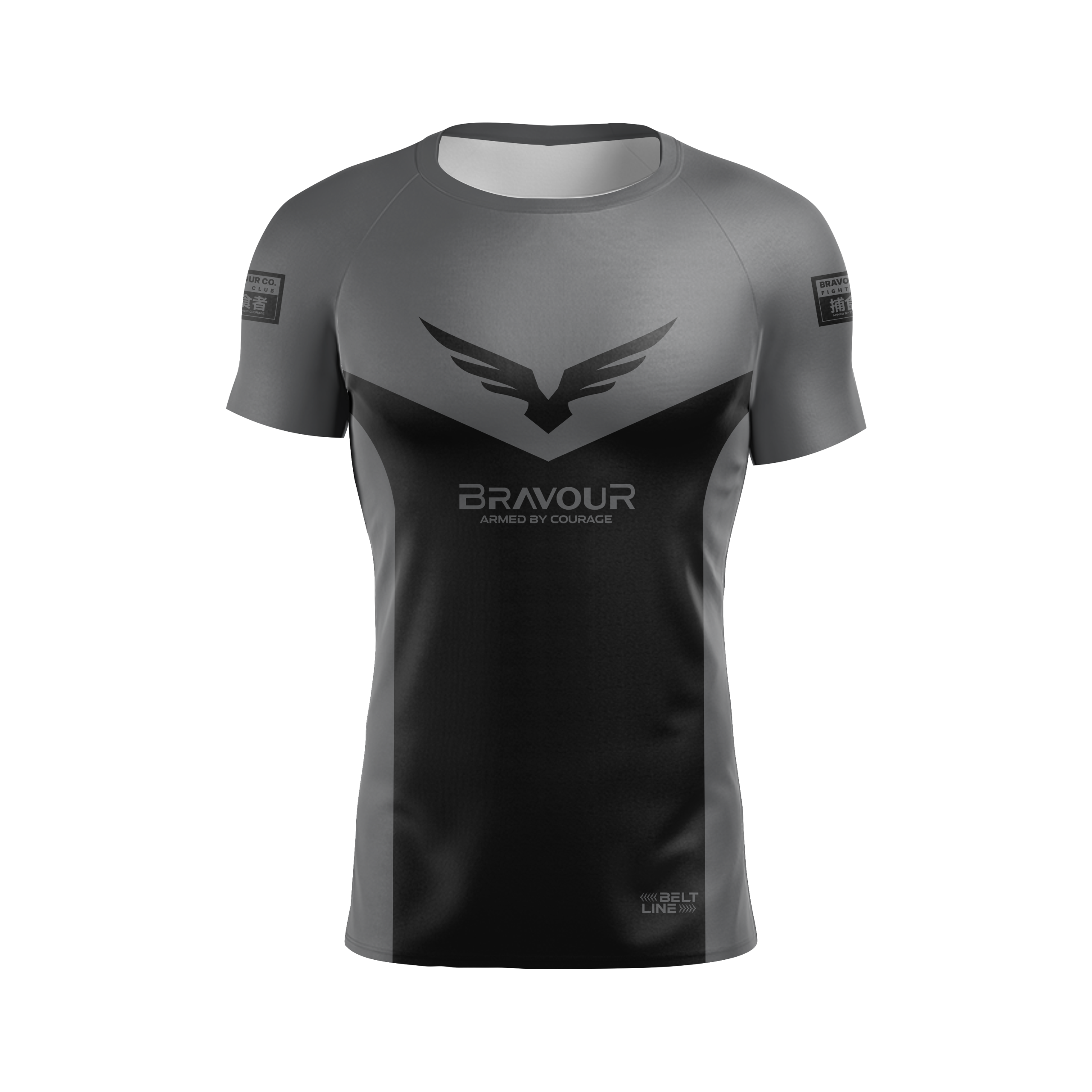 Rashguard Belt Line Champ Cinza/Preta - Manga Curta