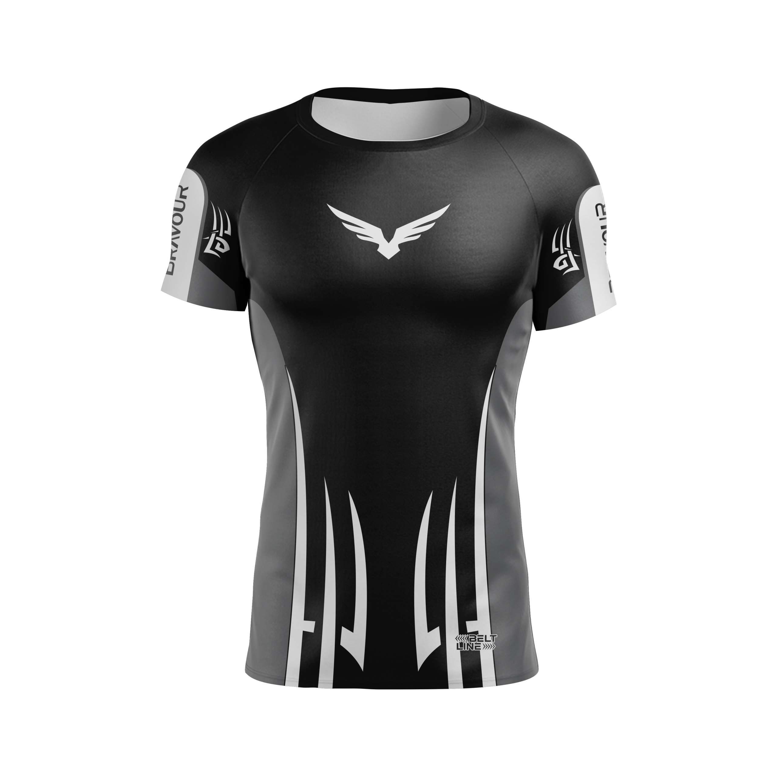Rashguard Belt Line Tribal Cinza/Preto - Manga Curta