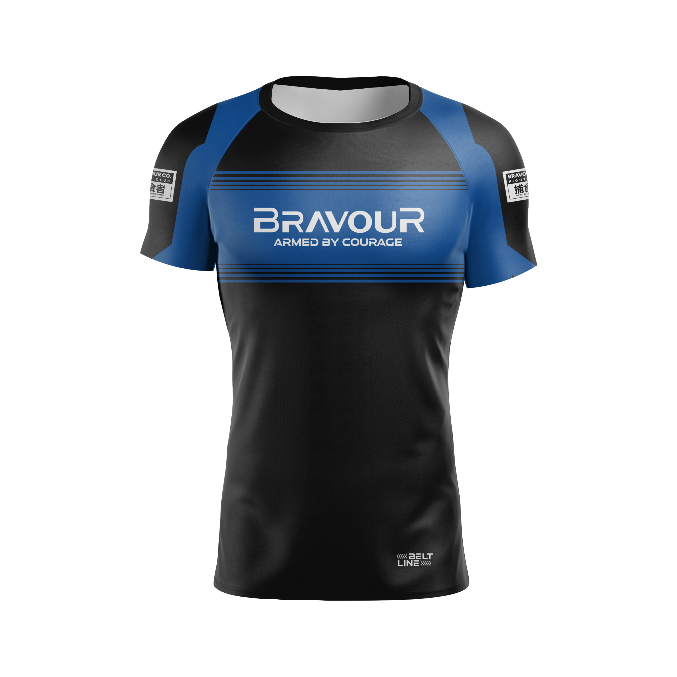 Rashguard Belt Line Gold Azul/Preto - Manga Curta
