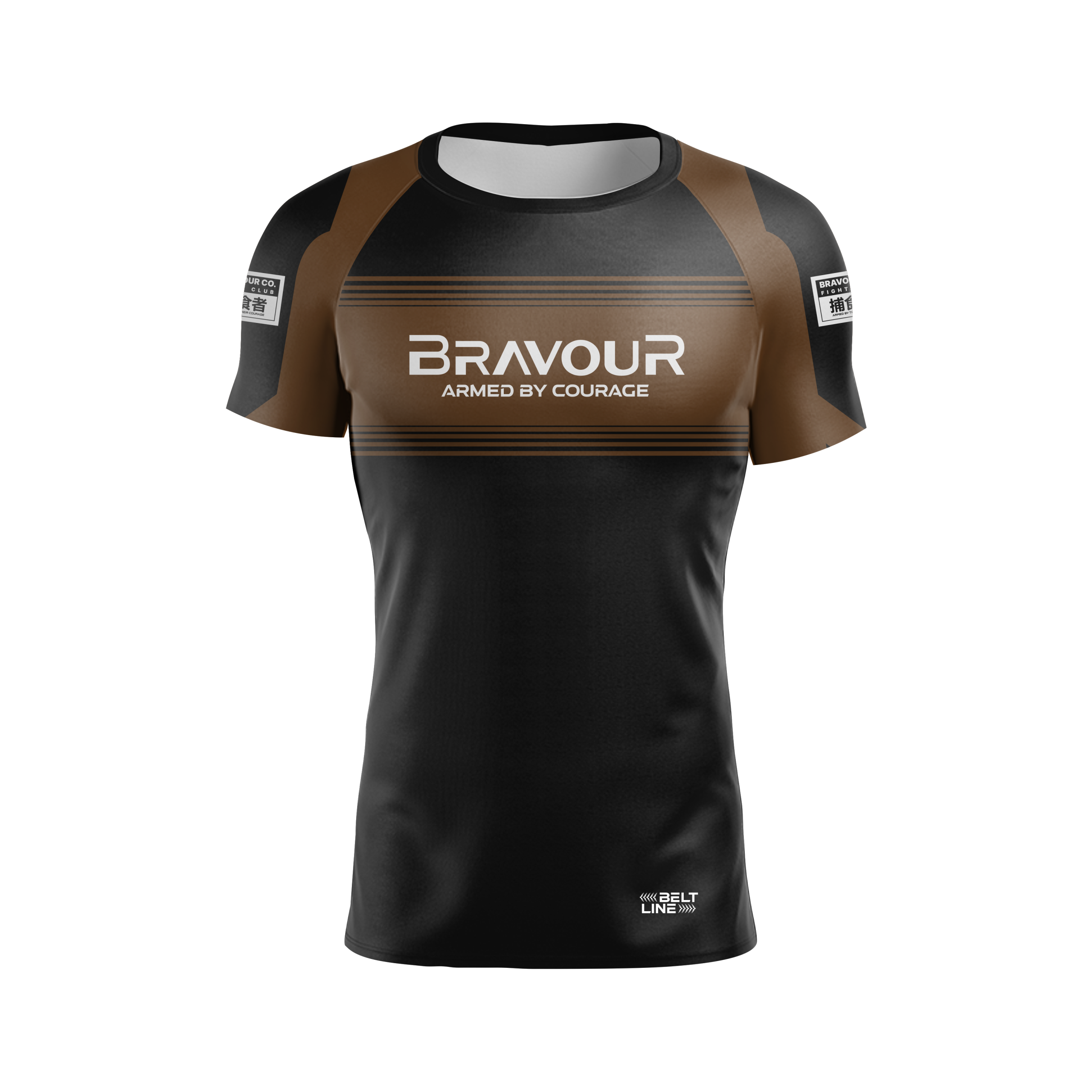 Rashguard Belt Line Gold Marrom/Preto - Manga Curta