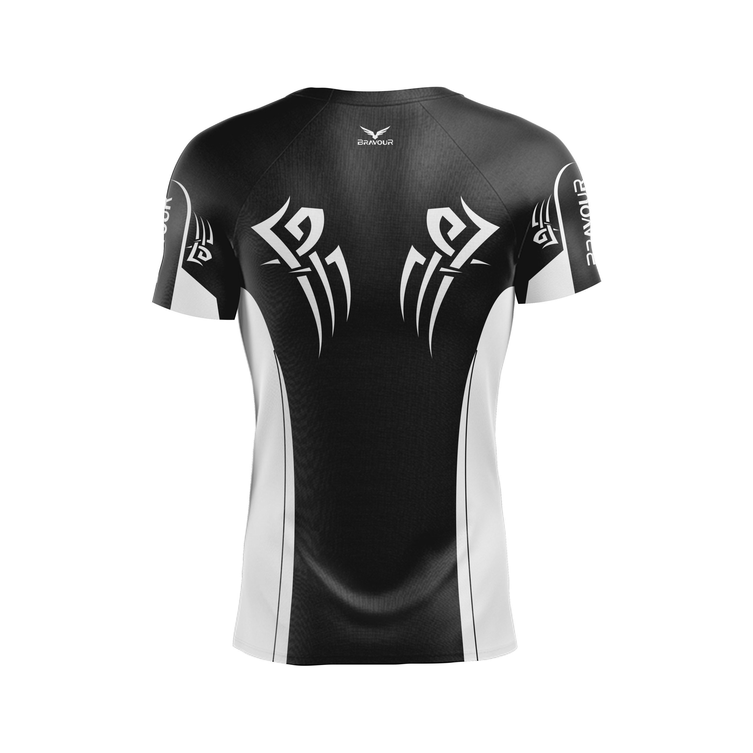 Rashguard Belt Line Tribal Preto/Branco - Manga Curta - Imagem 2